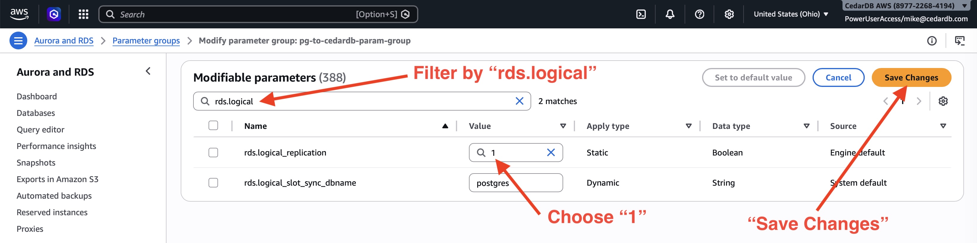 Enable logical replication